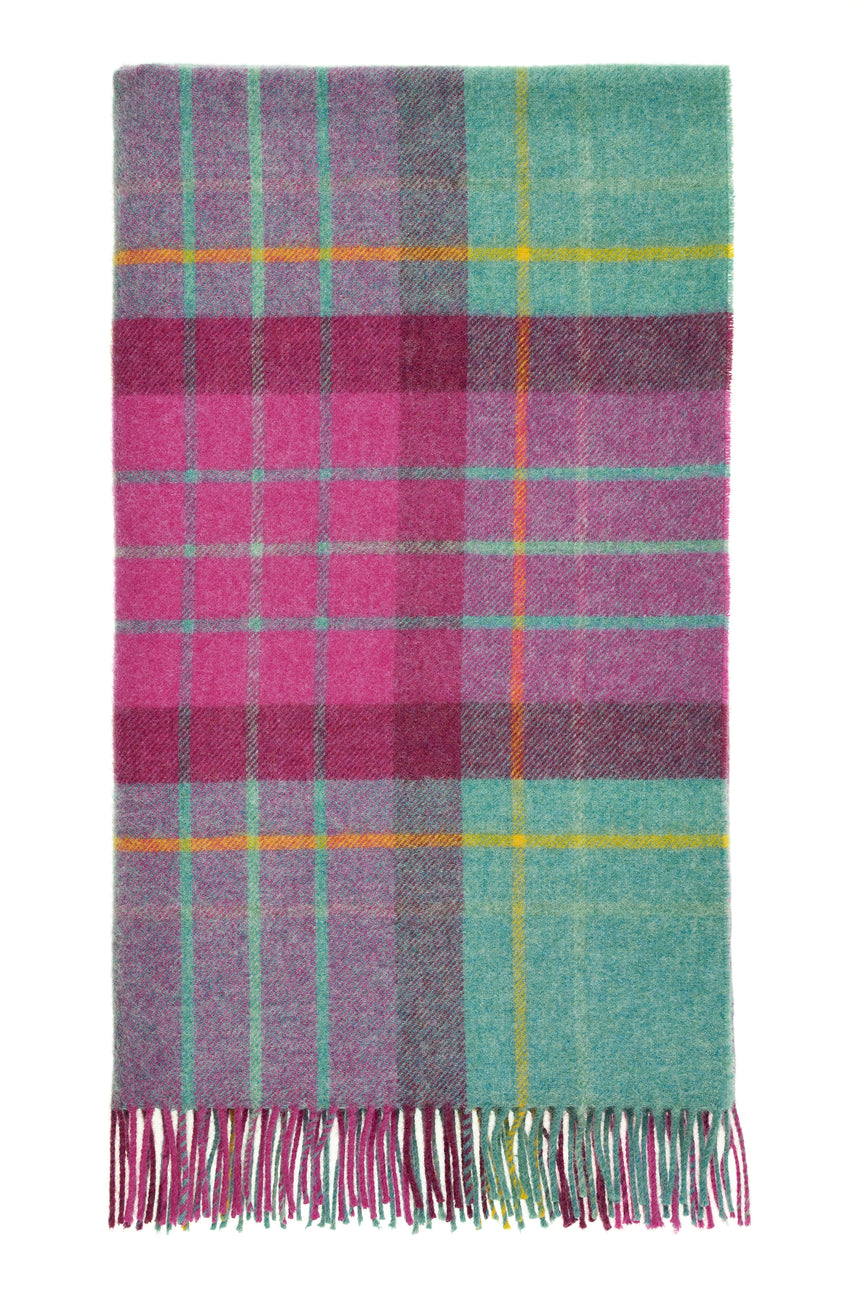 Bronte By Moon Saltburn Shetland Wool Throw, Cerise & Mint