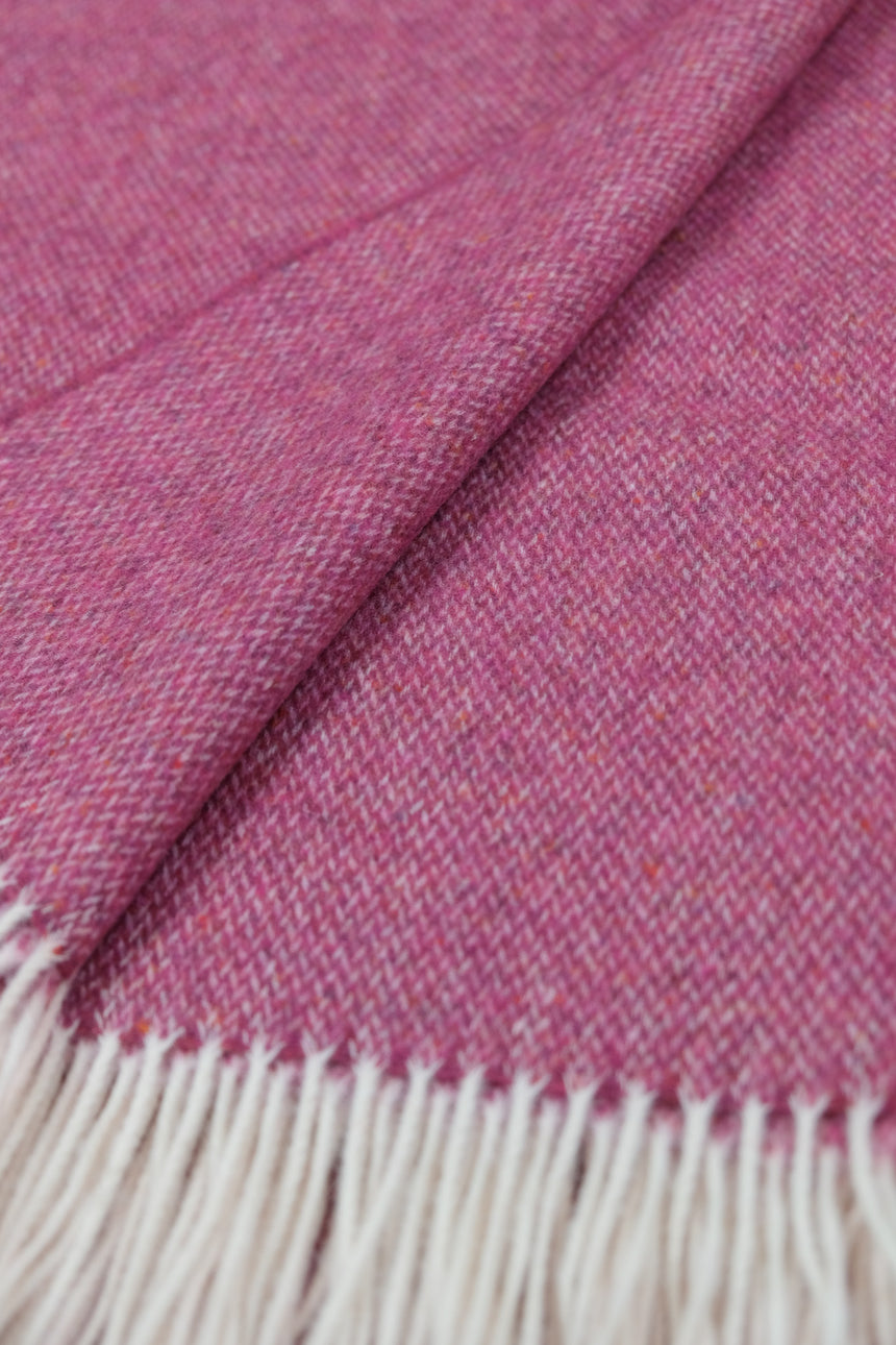Bronte By Moon Donegal Pure New Wool Throw,  Hot Pink
