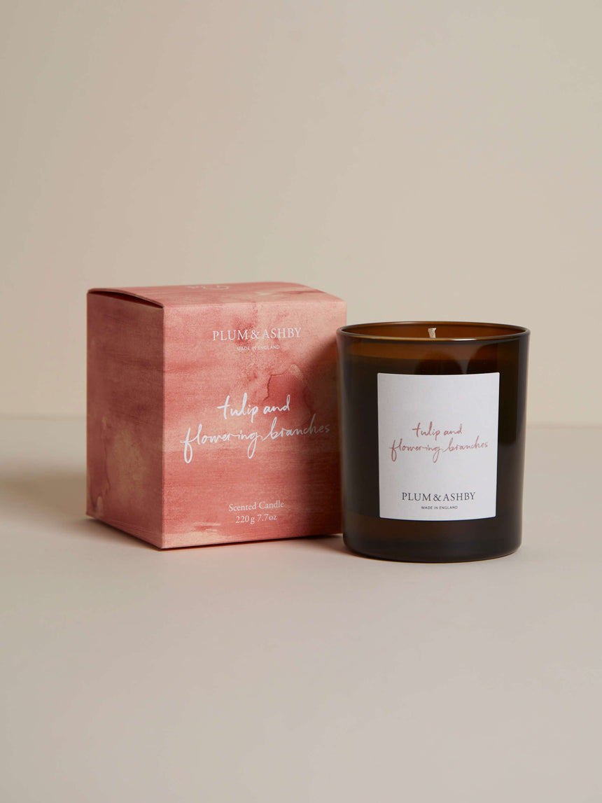 Plum & Ashby Large Scented Candle, Tulip & Flowering Branches