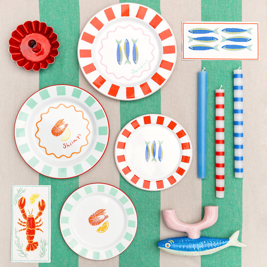 Talking Tables Bon Appetit Shrimp Enamel Side Plate, (20CM)