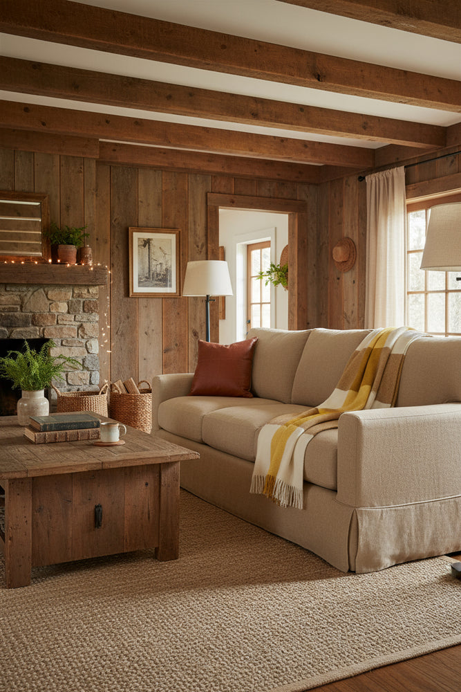 Checkered throw blanket with yellow, brown, and white squares on a white background
