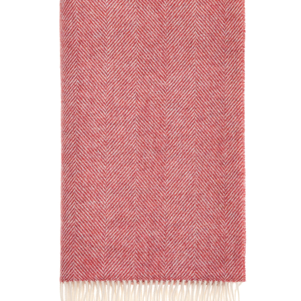 Bronte By Moon Herringbone Pure New Wool Throw, Raspberry Ripple