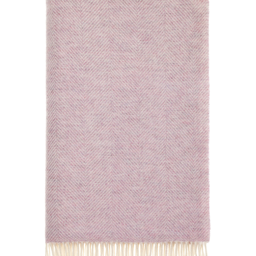 Bronte By Moon Herringbone Pure New Wool Throw, Sugared Almond