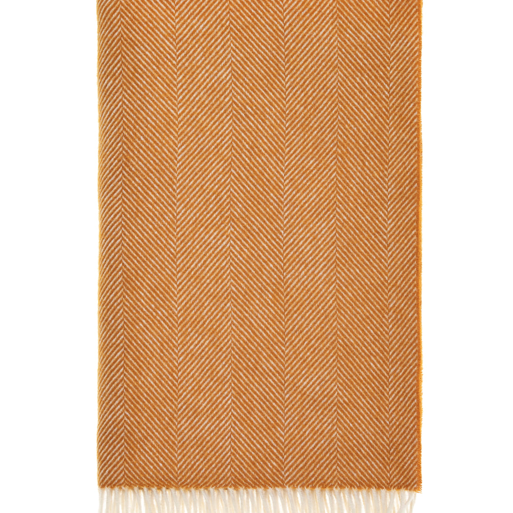 Bronte By Moon Herringbone Pure New Wool Throw, Pumpkin Spice
