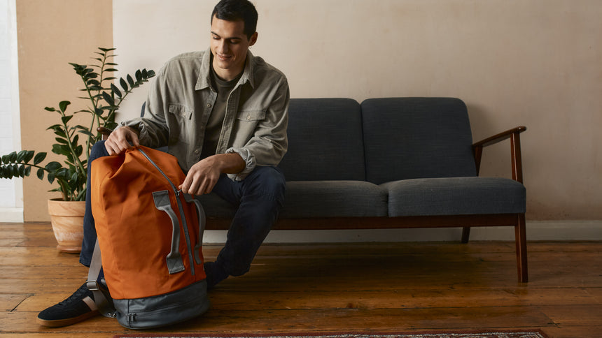 Roka London Heathrow Duffel  Bag, Burnt Orange (Recycled Nylon)