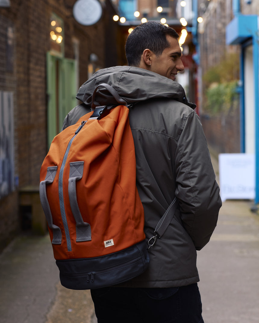 Roka London Heathrow Duffl Bag, Burnt Orange (Recycled Nylon)