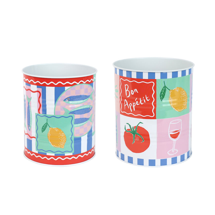 Talking Tables Bon Appetit Utensil Holder, Food Icons (Set Of 2)