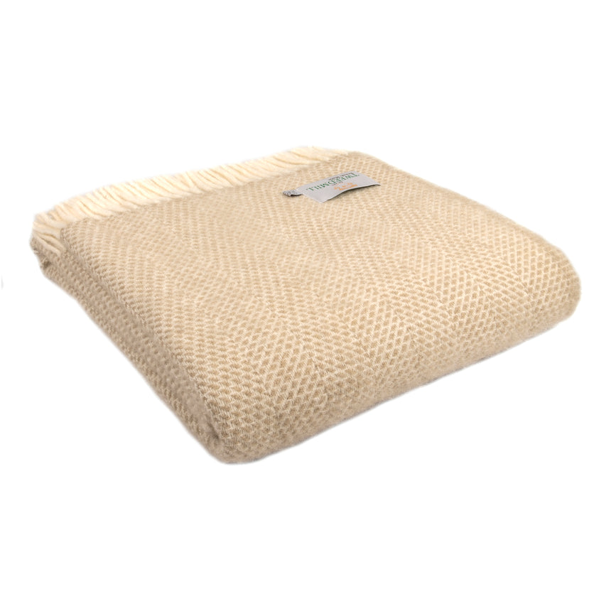 Tweedmill Beehive Pure New Wool Throw, Oatmeal