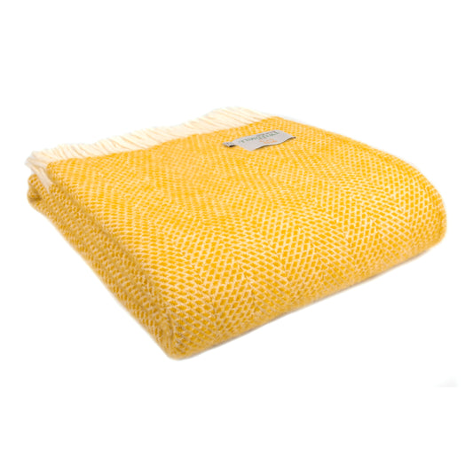 Tweedmill Beehive Pure New Wool Throw, Yellow
