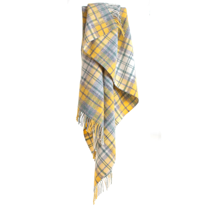 Tweedmill Cottage Check Pure New Wool Throw, Ocean
