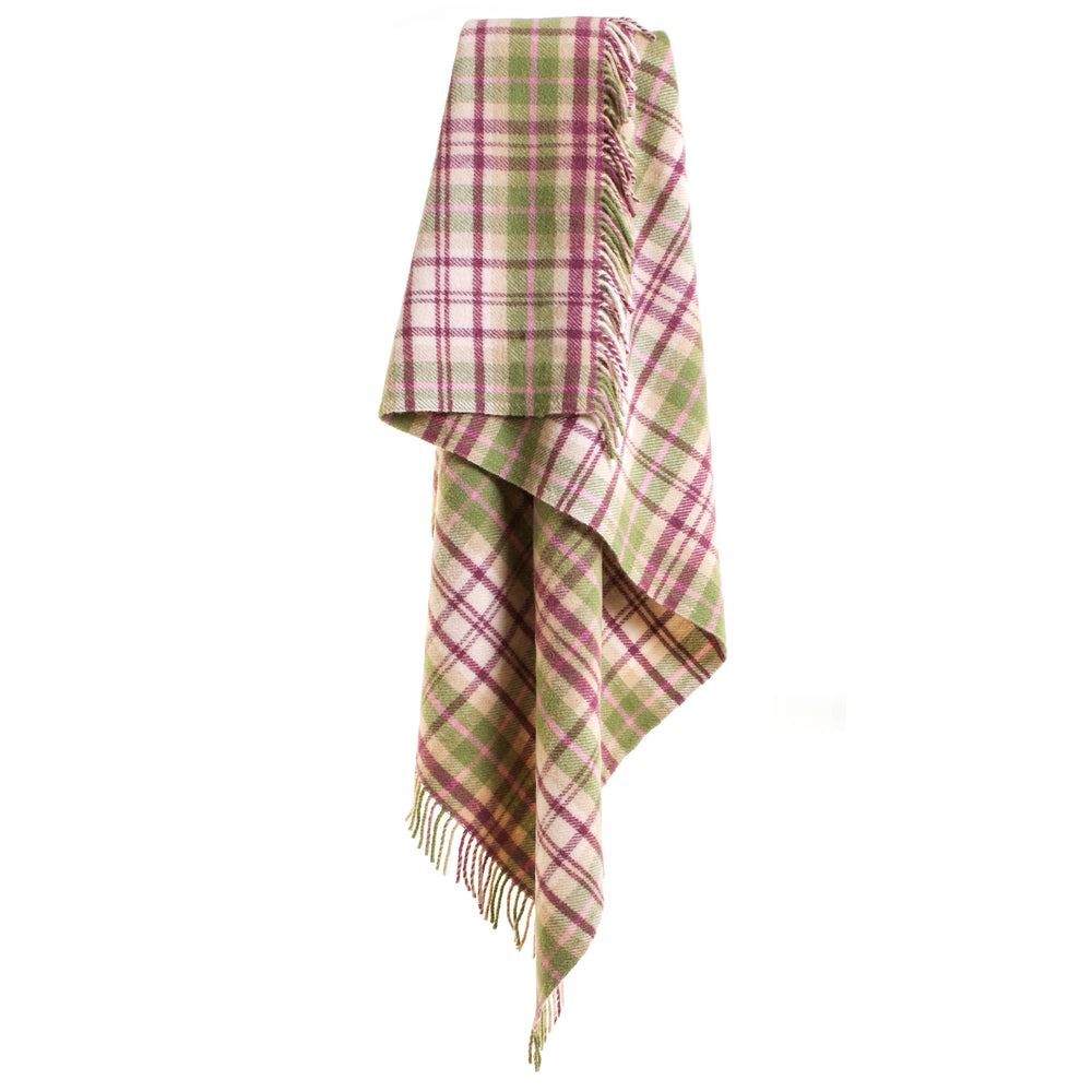 Tweedmill Cottage Check Pure New Wool Throw, Pink