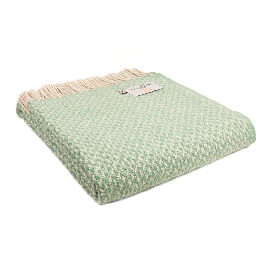 Tweedmill Diamond Pure New Wool Throw, Sea Green