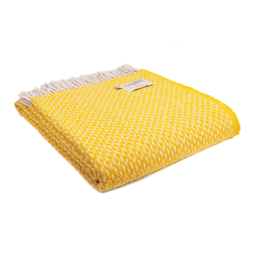 Tweedmill Diamond Pure New Wool Throw, Yellow