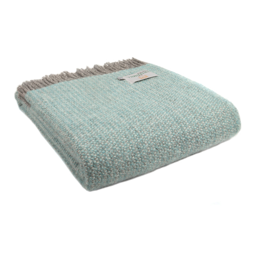 Tweedmill Illusion Pure New Wool Throw, Spearmint & Grey