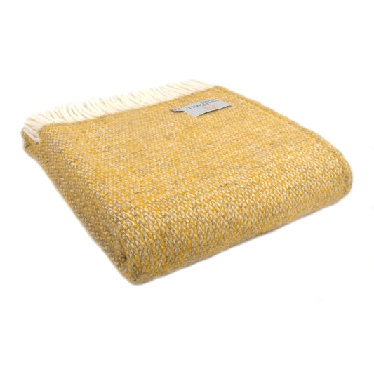 Tweedmill Illusion Pure New Wool Throw, Yellow & Grey