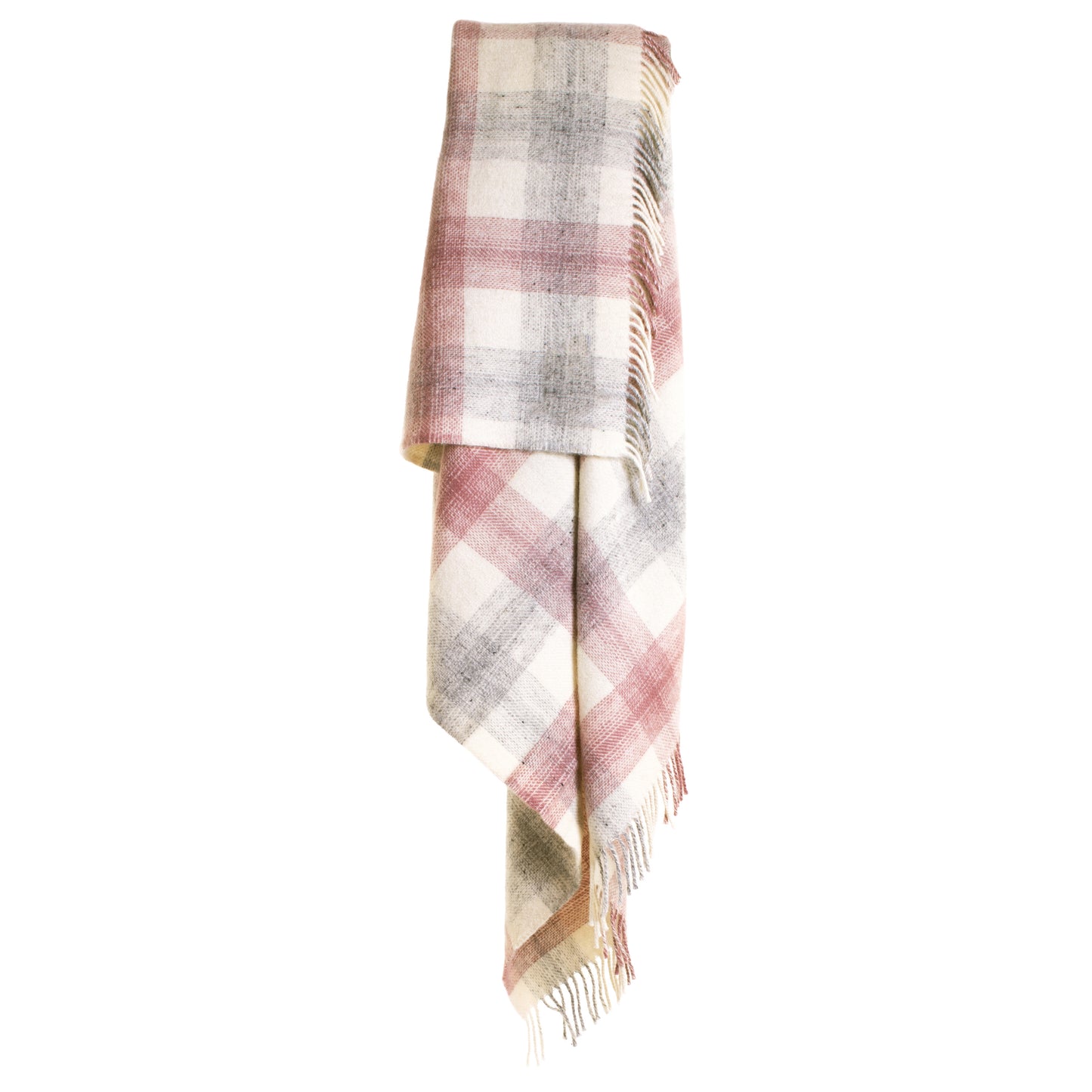 Tweedmill Meadow Check Pure New Wool Throw, Dusty Pink