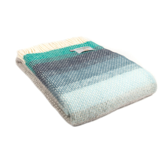 Tweedmill Ombre Pure New Wool Throw, Seaside Blue