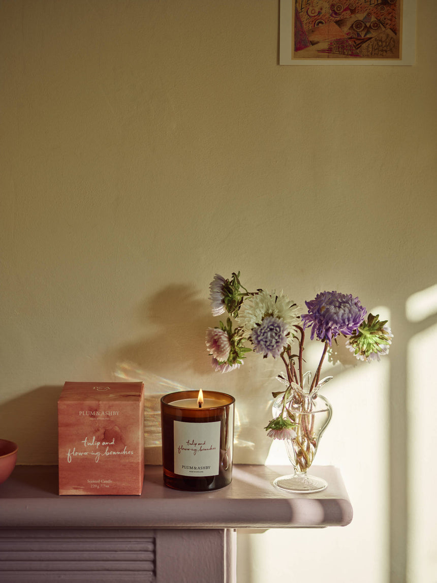 Plum & Ashby Large Scented Candle, Tulip & Flowering Branches