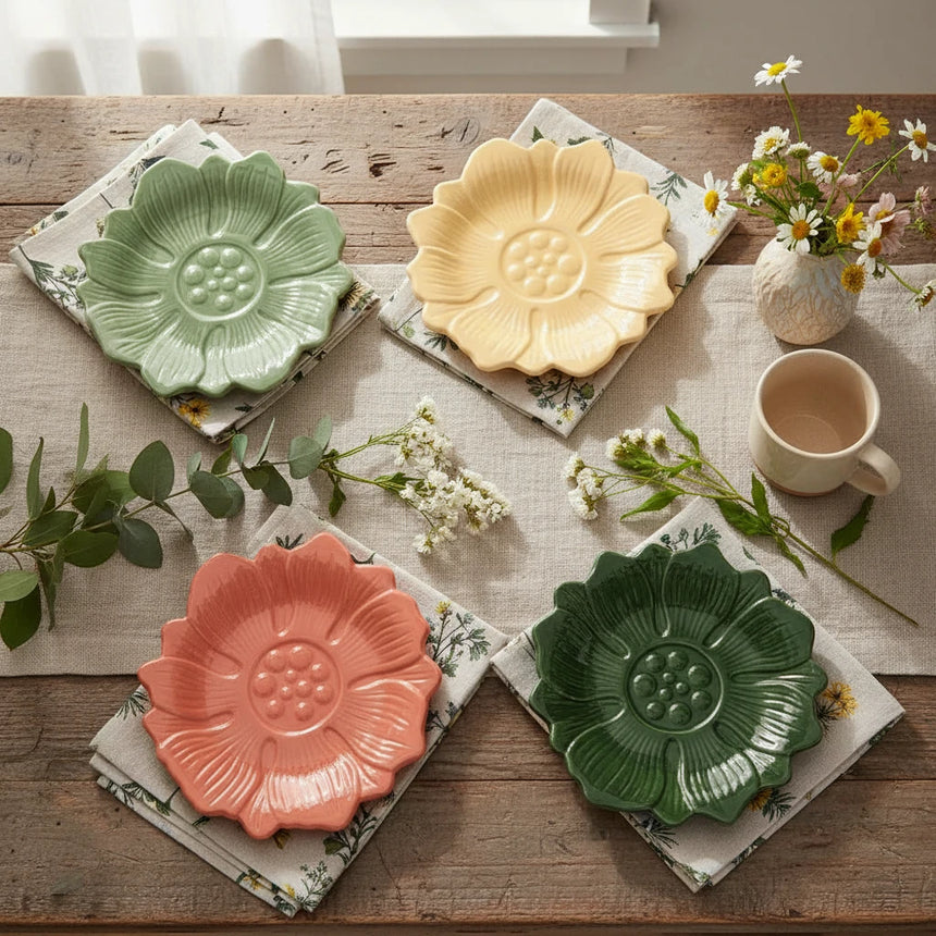 William Morris At Home Kitchen Garden Flower Shaped Cake Plates( Set of 4)