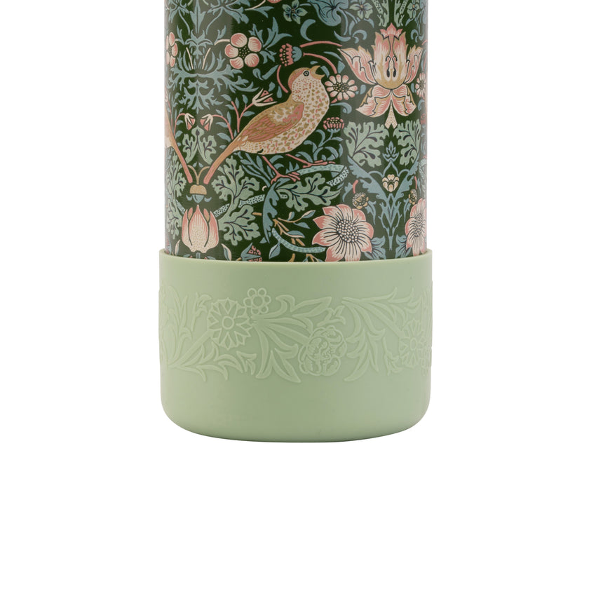 William Morris Strawberry Thief Stainless Steel Water Bottle, Green