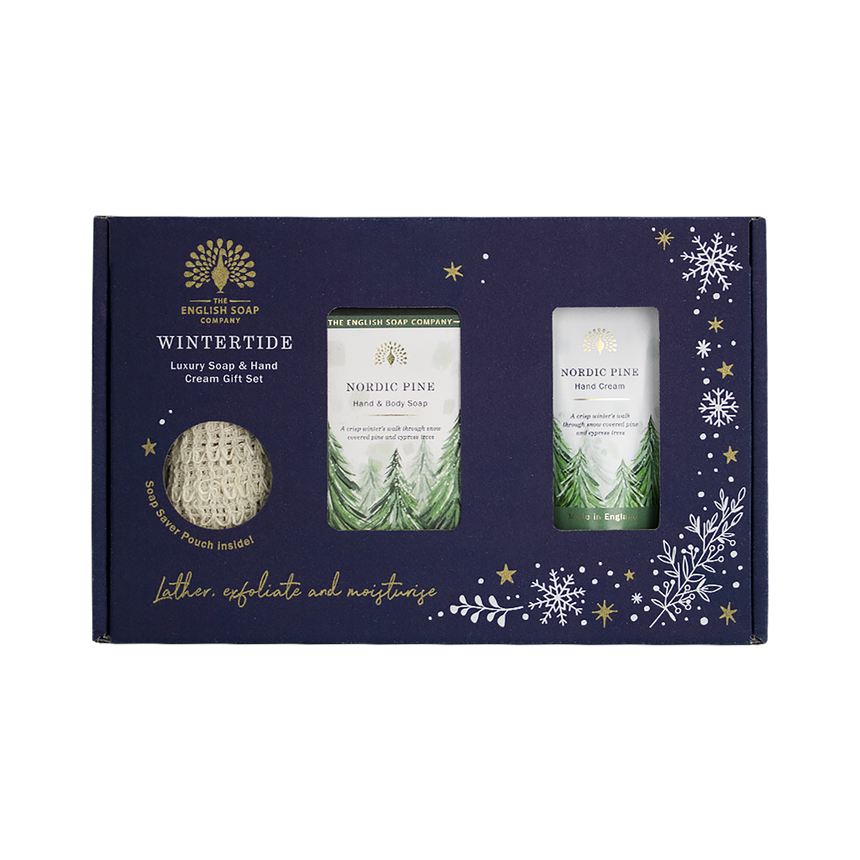 The English Soap Company Wintertide, Nordic pine Luxury Soap & Hand Cream Gift Set