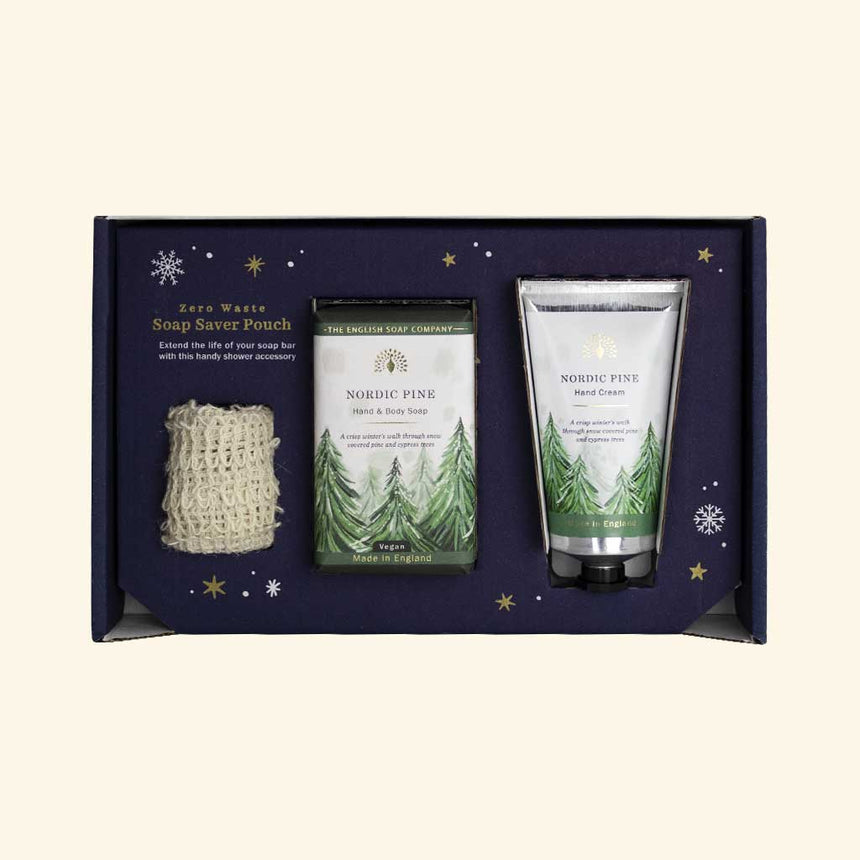 The English Soap Company Wintertide, Nordic pine Luxury Soap & Hand Cream Gift Set