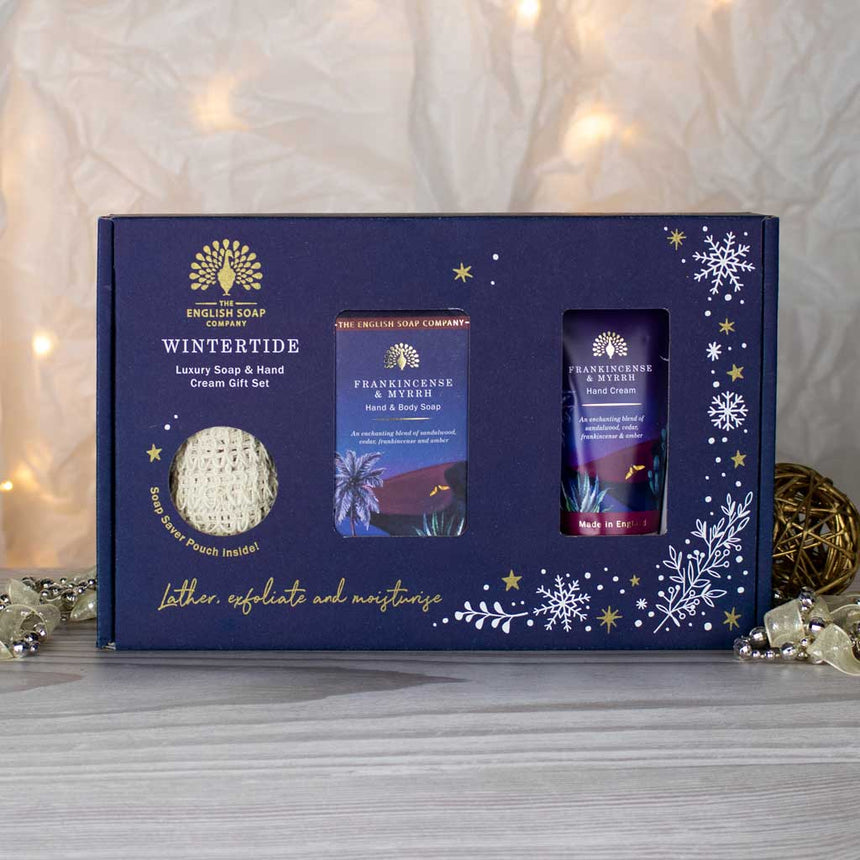 The English Soap Company Wintertide, Frankincense & Myrrh Luxury Soap & Hand Cream Gift Set