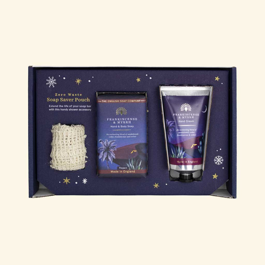 The English Soap Company Wintertide, Frankincense & Myrrh Luxury Soap & Hand Cream Gift Set