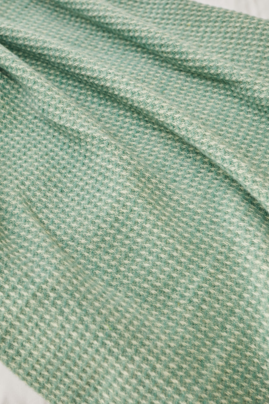 Tweedmill Waffle Pure New Wool Throw Blanket, Sea Green