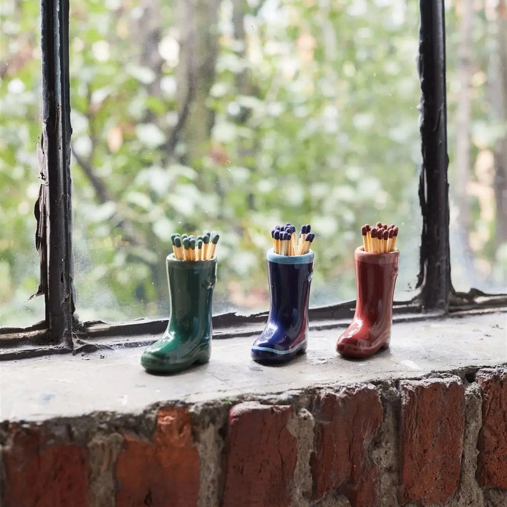 Paddywax Ceramic Wellington Boot Match Holder, Chrome