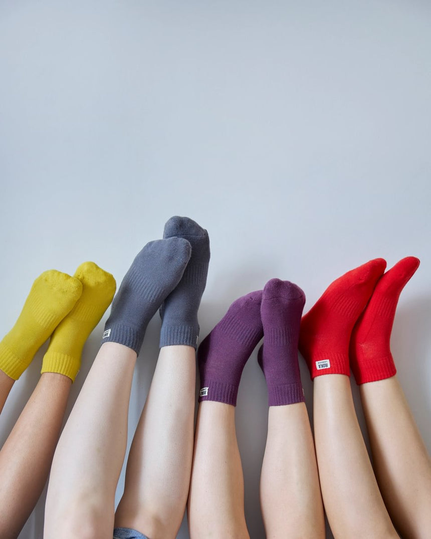 Roka London Wembley Organic Cotton Ankle Socks, Purple