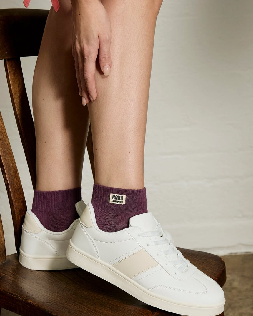 Roka London Wembley Organic Cotton Ankle Socks, Berry