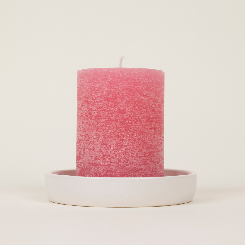 St Eval Wild Rhubarb, Scented Coloured Pillar Candle