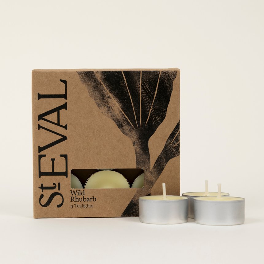 St Eval Wild Rhubarb Scented Tealights, (Set Of 9)