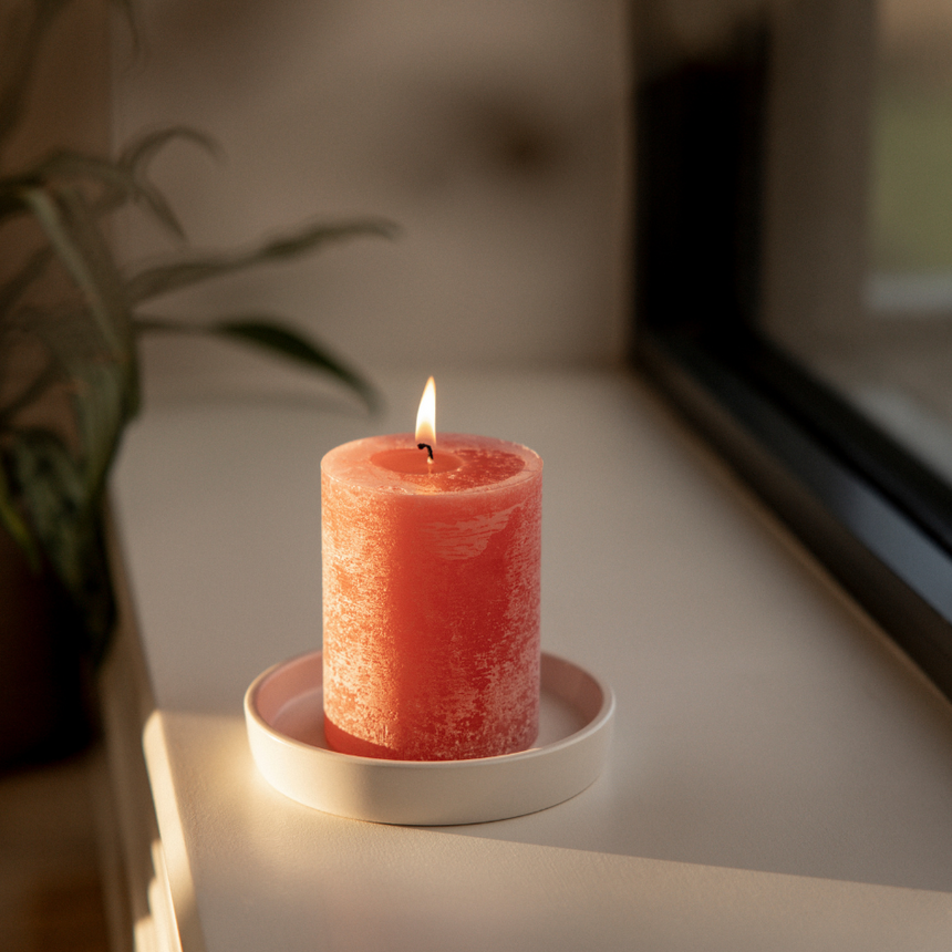 St Eval Wild Rhubarb, Scented Coloured Pillar Candle