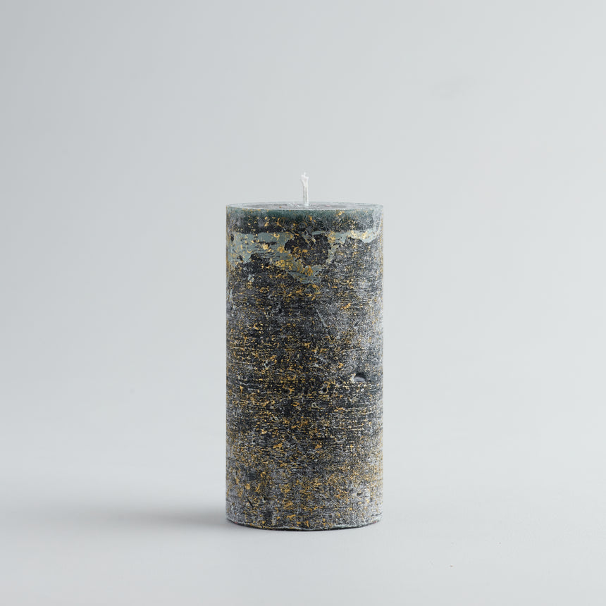 St Eval Gold Marbled Scented Pillar Candle, Winter Thyme