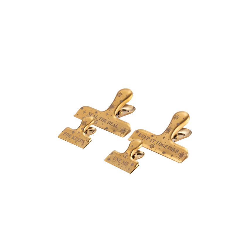 Yvonne Ellen Gold Finished Engraved Bag Clips