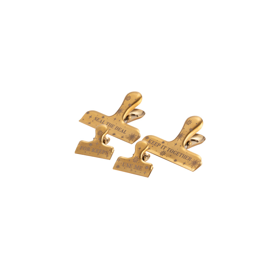 Yvonne Ellen Gold Finished Engraved Bag Clips