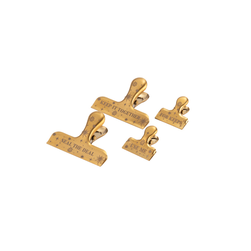 Yvonne Ellen Gold Finished Engraved Bag Clips