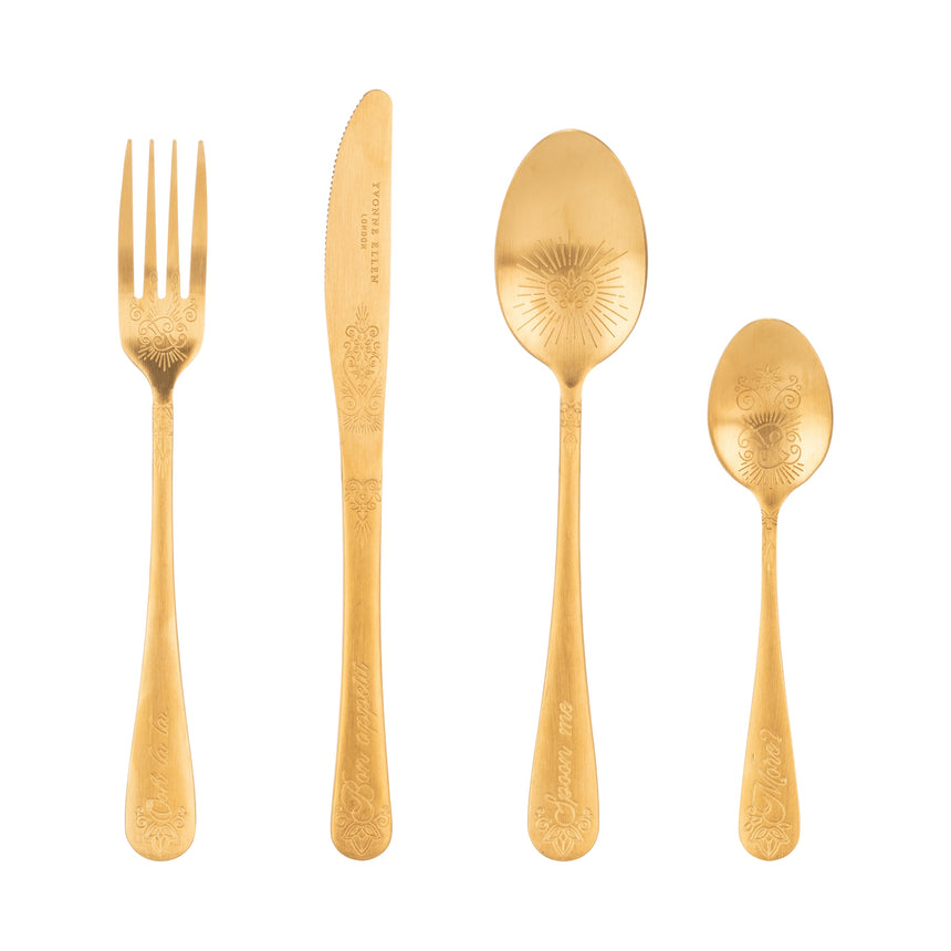 Yvonne Ellen Gold Cutlery Set (16 Pieces)