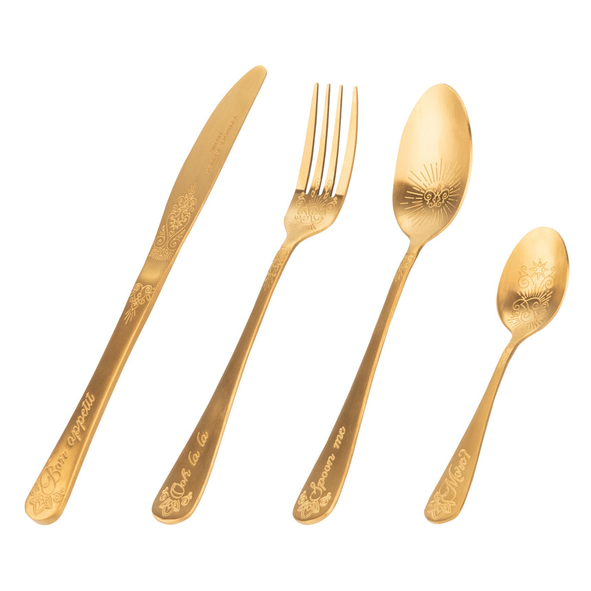 Yvonne Ellen Gold Cutlery Set (16 Pieces)