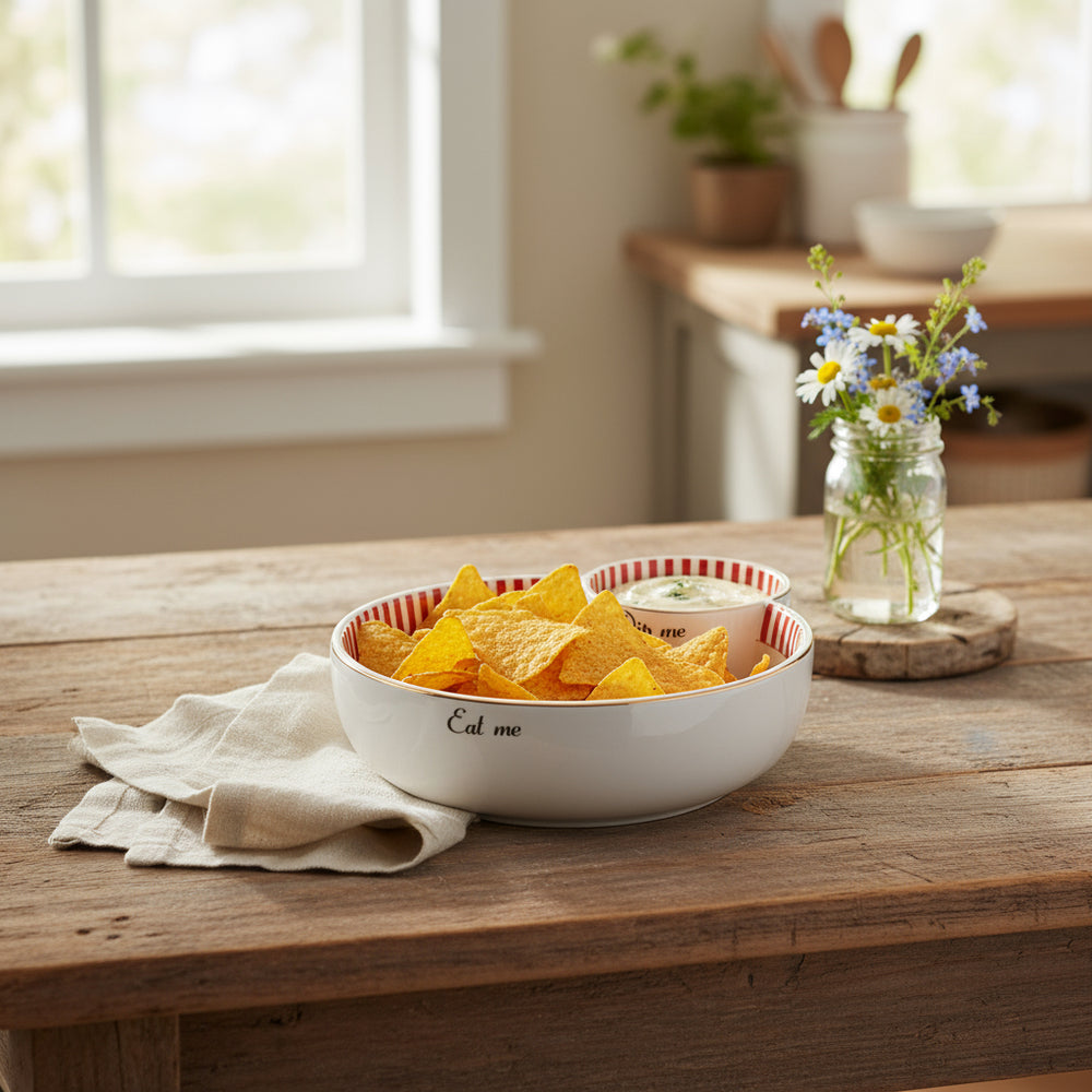 soft blue  bowl with red and gold interior on a white background
