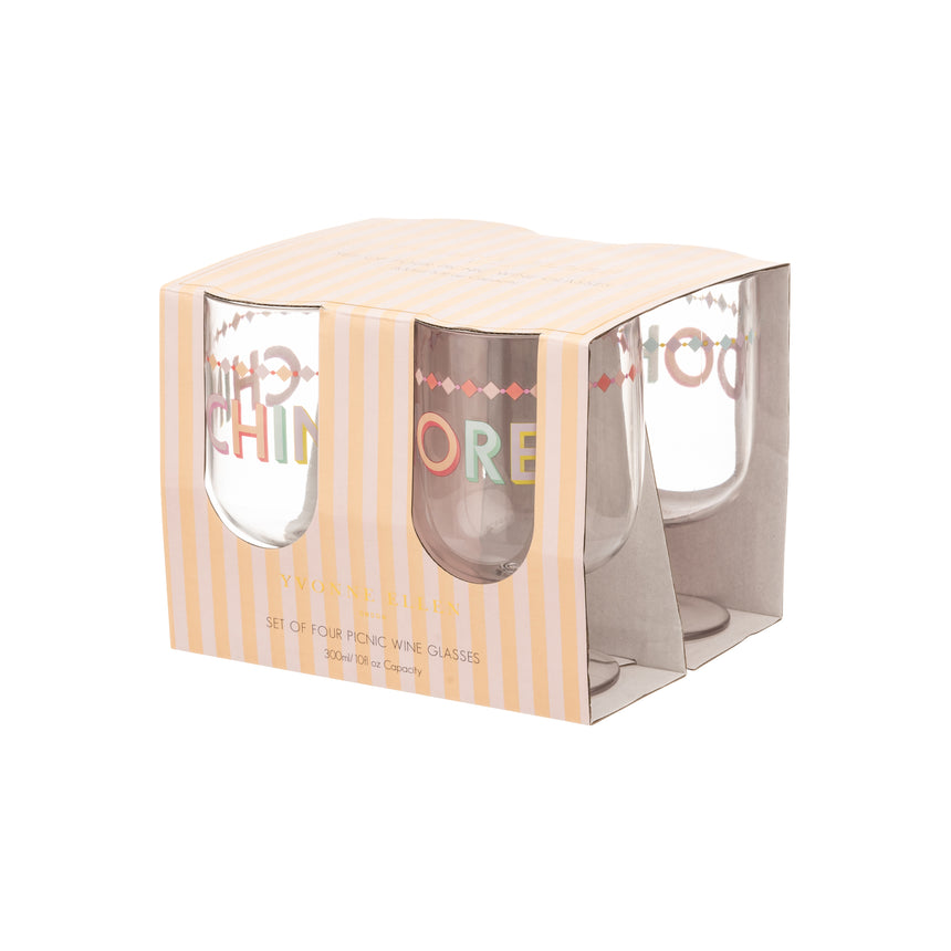 Yvonne Ellen Slogan Picnic Wine Glasses  (Set Of 4)