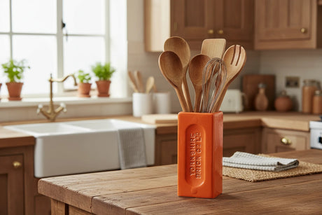 Rectangular orange container with 'Yorkshire Brick Co Ltd' embossed on a white background