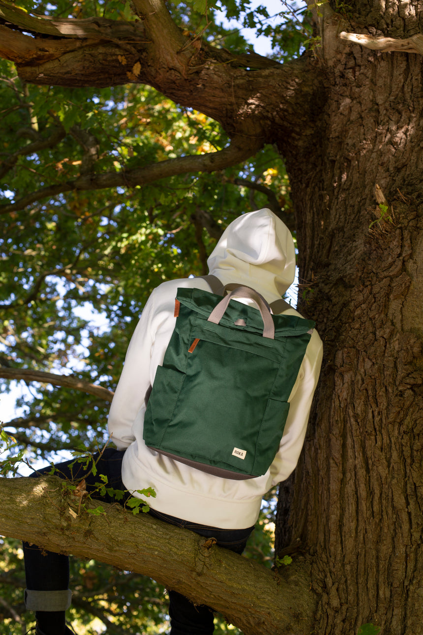 Roka London Finchley Sustainable Canvas Rucksack, Forest