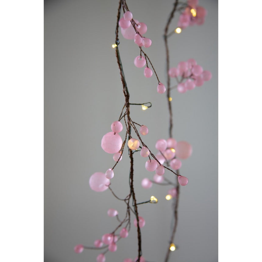 Matt Pink Crystal Blossom LED Fairy Lights (Battery Powered)