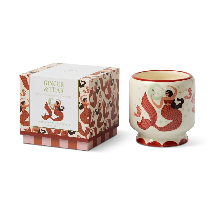 Paddywax A Dopo Mermaid Ceramic Scented Candle, Ginger & Teak
