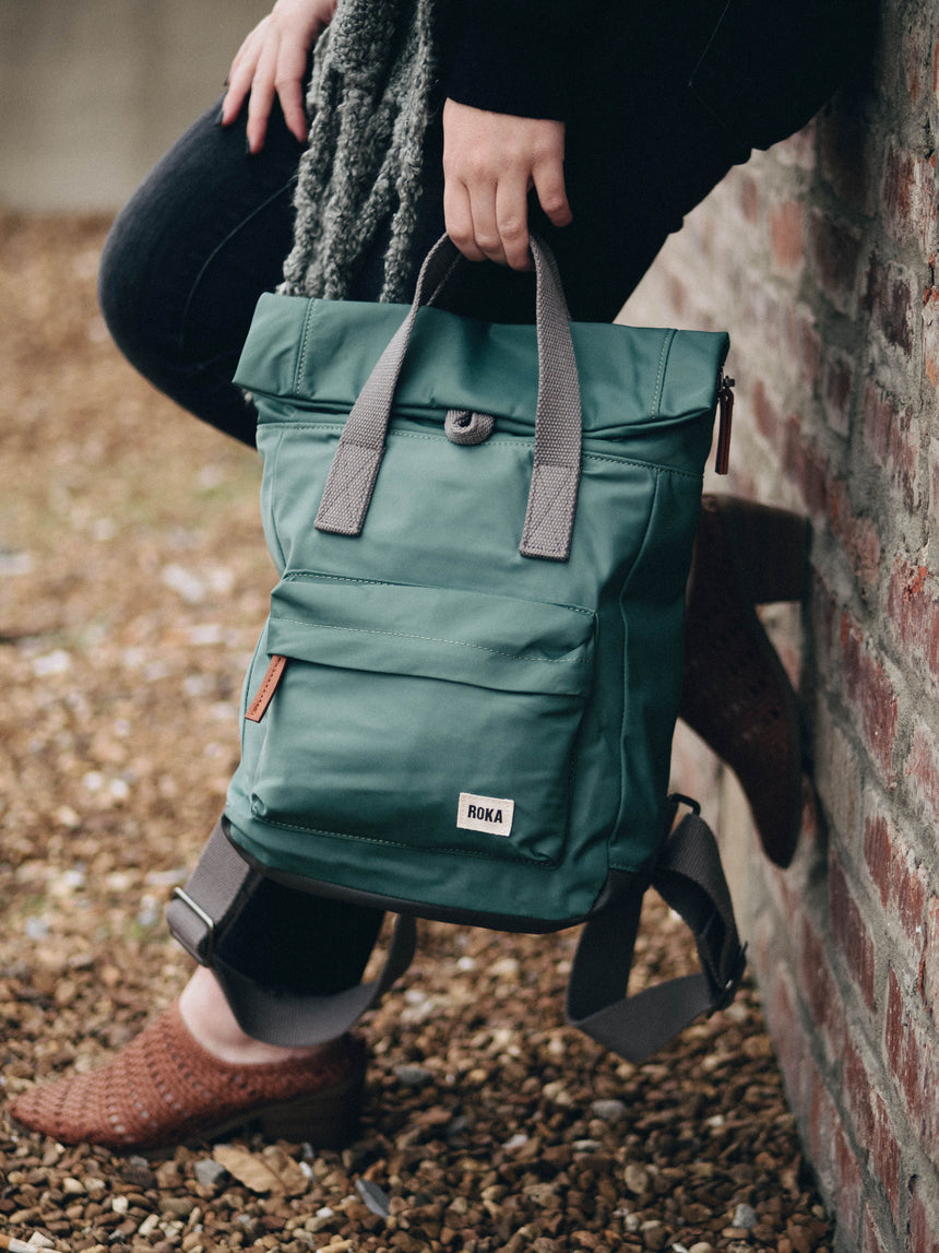 Roka London Canfield B Sustainable Nylon Rucksack, Sage