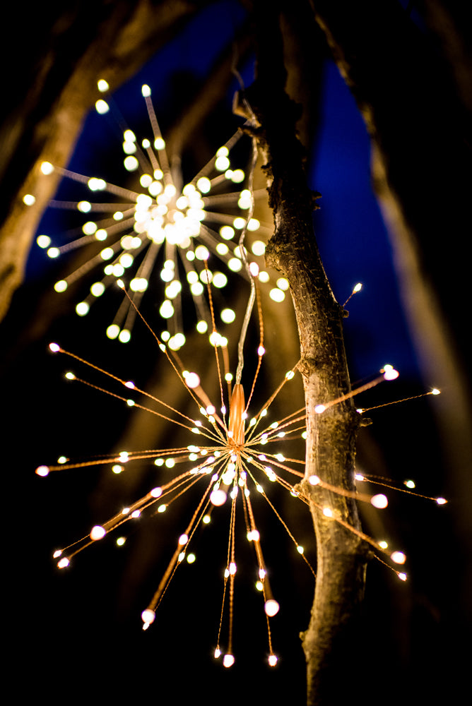 Hanging Starburst LED Fairy Light Copper (Battery Operated)