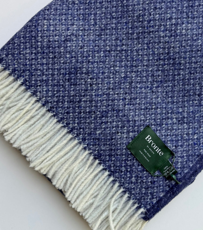 Bronte By Moon Donegal Pure New Wool Throw, Navy